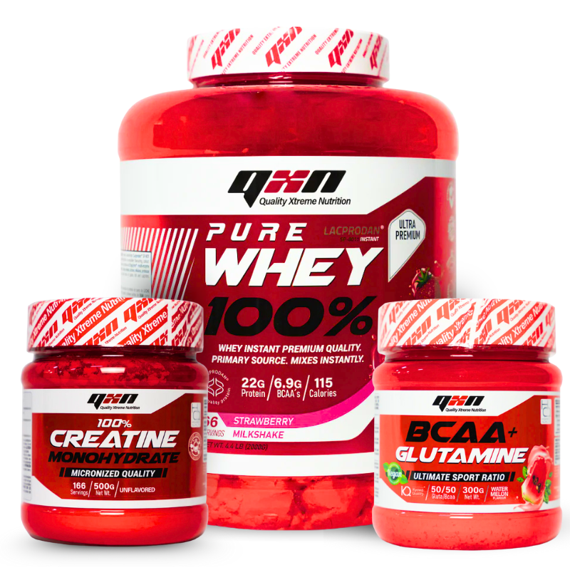 Pack Ganancia Muscular Avanzado – QXN (Whey + Creatina + BCAA)