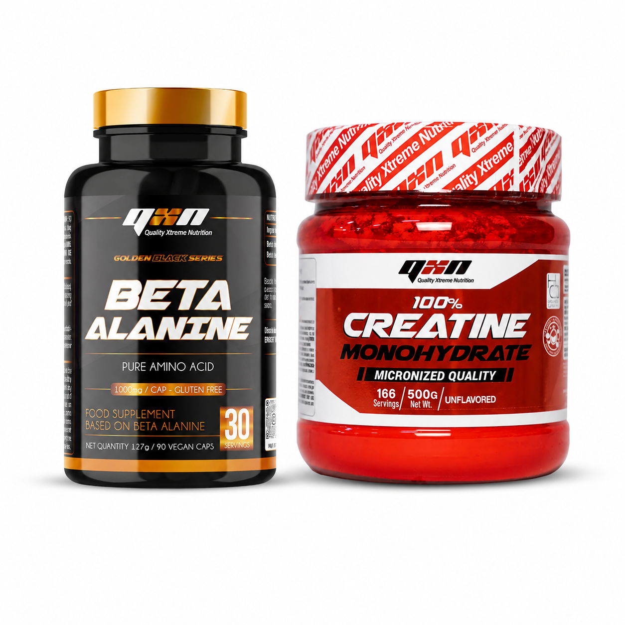 Pack Fuerza & Potencia QXN | Creatina 500 g + Beta Alanina 90 caps