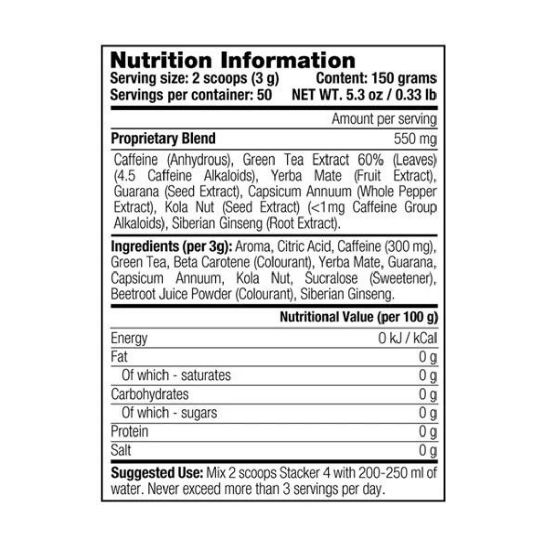 STACKER2 STACKER 4 POWDER - 50 SERV – ENERGY NUTRITION LP